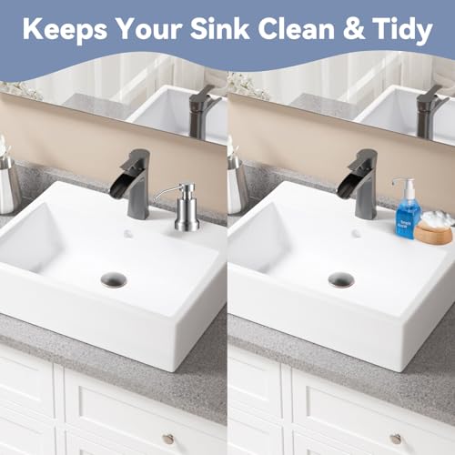 Foaming Soap Dispenser for Kitchen Sink and Bathroom Countertop: Built in Foaming Sink Soap Dispenser Pump, Stainless Steel Foam Soap Pump with 22oz Under Counter Bottle