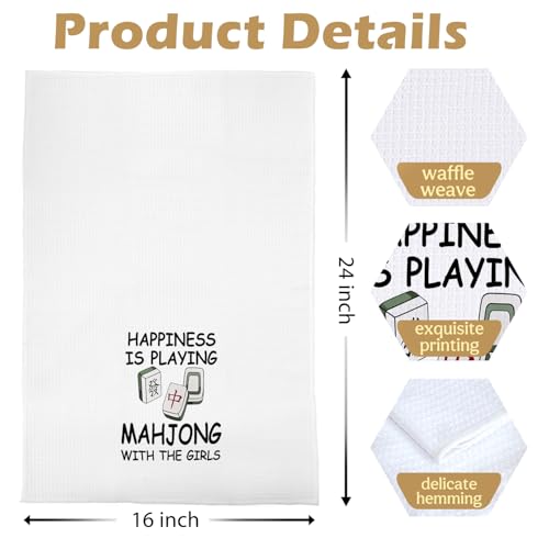 Mahjong Gifts Dish Towels - Mahjong Waffle Weave Kitchen Towels, Mah Jong Decorative Hand Tea Towel, Hostess Gifts, 16×24 Inches - color: Mahjong- 01