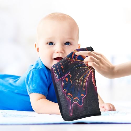 YETTASBIN Buuterfly Muslin Baby Hand Washcloths, Soft Cotton Bath Face Towel, 4 Layers Extra Absorbent Feeding Burp Cloth for Newborn Infant, 5 Pack - size: 12 Inch x 5 Pack