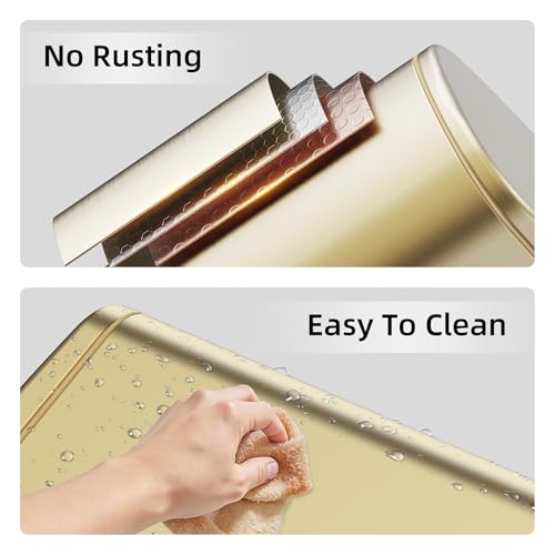 KSSKSS 2.6 Gallon/10L Slim Stainless Steel Bathroom Trash Can with Soft Close Lid, for Narrow Spaces,Bathroom, Bedroom (Titanium Gold) - color: Gold