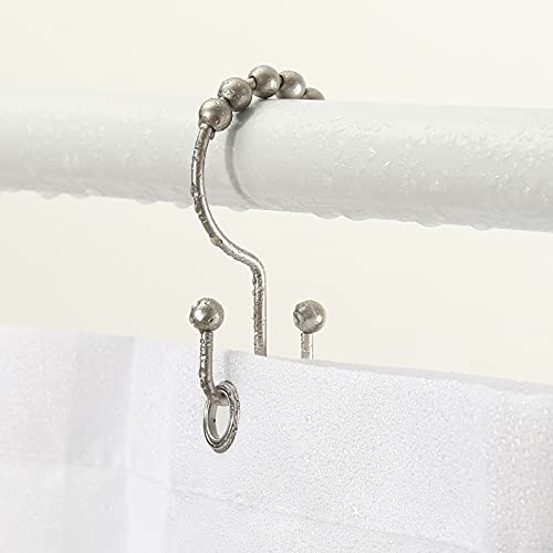 Shower Curtain Hooks, Goowin Shower Curtain Rings, Stainless Steel Shower Curtain Hooks Rust Proof Free Sliding Double Shower Hooks for Curtain, Shower Curtains & Liners (Matte Nickel) - color: Matte Nickel