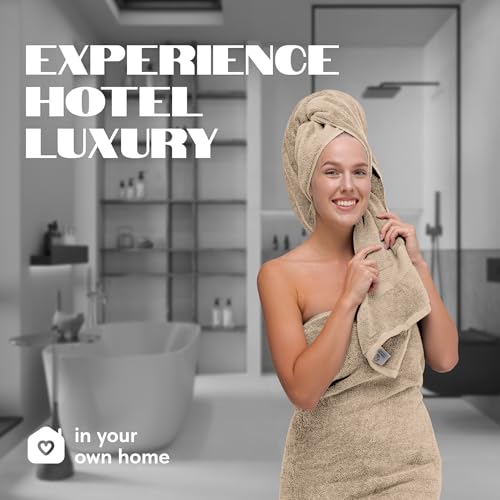 White Classic Luxury Bath Towels Set of 4 Large - 700 GSM Cotton Ultra Soft Bath Towels 27x54 | Highly Absorbent and Quick Dry | Hotel Towels for Bathroom Luxury, Plush Shower Towels, Taupe - color: 10: Taupe