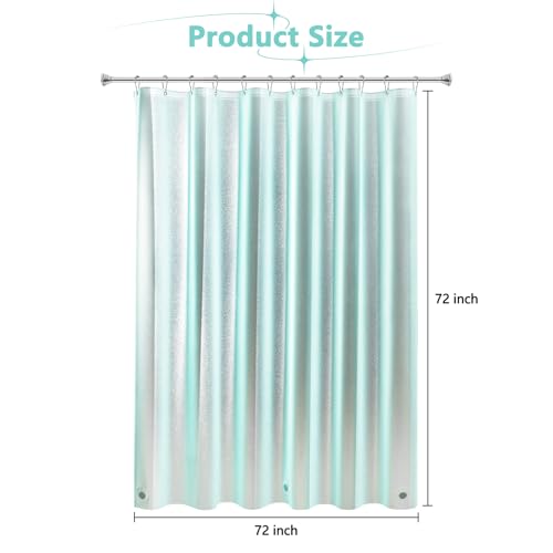 Seenus Waterproof Plastic Glitter Shower Curtain Teal, Sparkle PEVA Shower Curtain Liner with 3 Large Magnets, 72 x 72 inch Aqua Green Cute Bathroom Shimmer Shower Curtain Lightweight - color: Glitter Teal, size: 72"W x 72"L (Pack of 1)