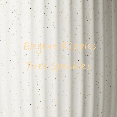 Speckled White Ceramic Foam Dispenser, Rippled Shape Gold Top | Modern Minimal Design, Subtle Bathroom Upgrade, Elegant Gold Accent, Marble Decor Match, Soft Foam Pump, 12 oz Capacity - color: White, Golden