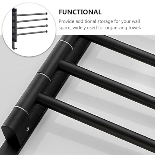 Gatuida Heavy Duty Wall-Mounted 4-bar Swivel Towel Rack Industrial Rustic Towel Holder for Bathroom Storage Black Rotatable Multi-arm