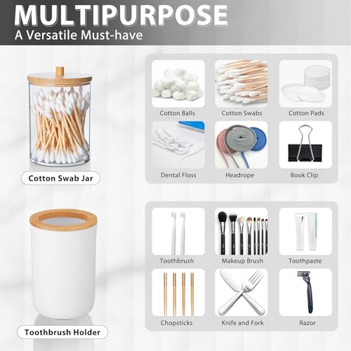 Bathroom Accessories Set 5Piece White Bathroom Sets, Toothbrush Holder, Toothbrush Cup, Lotion Soap Dispenser, Soap Dish and Qtip Holder Bathroom Decor - style: White