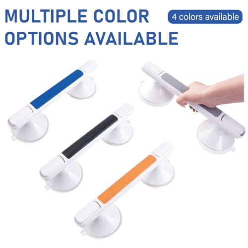 2pack 12inch Shower Grab Bar with Large Suction Cups, No Drill Bathroom Safety Handle, Non Slip ABS Grip Support Bar for Seniors, Elderly, Shower and Bathtub(Blue) - color: Blue