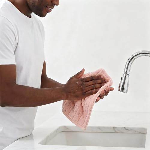 3 Pack Microfiber Hand Towels for Bathroom with Hanging Loops Quick Dry Small Towel Set for Bathroom Kitchen 14 x29.6inch (Pink) - color: Pink