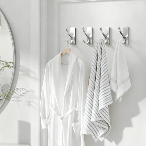 pickpiff Brush Nickel Self-Adhesive Hook, 13LB Hanger for Coat/Towel, 4 Pcs - color: Brushed Nickel, size: 4 Pack