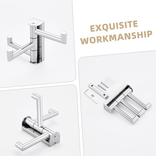 Suyar Bathroom Towel Hook Polished Chrome, Swivel Robe Hook with 3 Arms | SUS304 Stainless Steel, Wall Mounted - color: Polished Chrome, size: 1 Pack