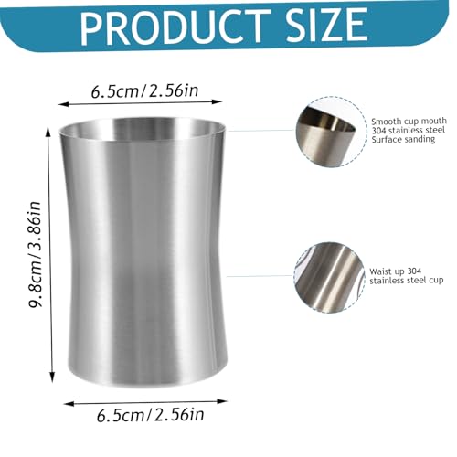 Toothbrush Cup Smooth & Sturdy Minimalist 304 Stainless Steel Mouth Wash Cups for Bathroom of Household, Hotel, Apartment