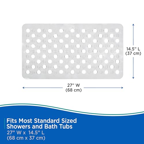 Kenney KN67245 Vinyl Bubble Bath Mat, Shower Mat, Tub Mat with Suction Cups and Large Drain Holes for Use Inside the Bathroom Shower, 27" L x 14.5" W, Gray - color: Gray