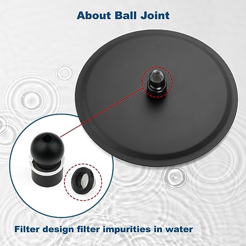 Midanya Round Rain Shower Head,High Pressure,Matte Black 8 Inch | 360°Swivel,Ceiling or Wall Mount,Waterfall Full Body Coverage,Bathroom Remodel,Stainless Steel Large Rainfall Shower Head - color: Black, size: 8 Inch