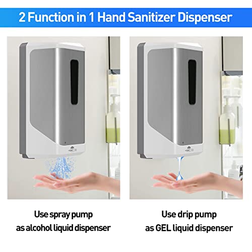 Automatic Hand Sanitizer Dispenser, Jewaytec 1000ML Wall Mounted Stainless Soap Dispenser Touchless Auto Liquid Dispenser for Office, Home, Restaurant