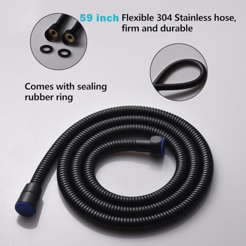 Temperature Display Full Body Shower Faucet Set with 6 pcs Body Jets 12 inch Square Rainfall Shower Head with Handheld Spray Wall Mounted Rough-in Valve and Trim Included,Matte Black - color: Matte Black