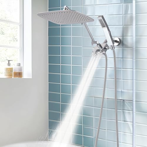 All Metal 12 Inch Shower Head with Body Spray Jets and Handheld (Chrome) | All Metal Construction, Equipped with Body Spray Jets, 14 Inch Adjustable Extension Arm,Power Wash Function Hand Shower - color: Chrome
