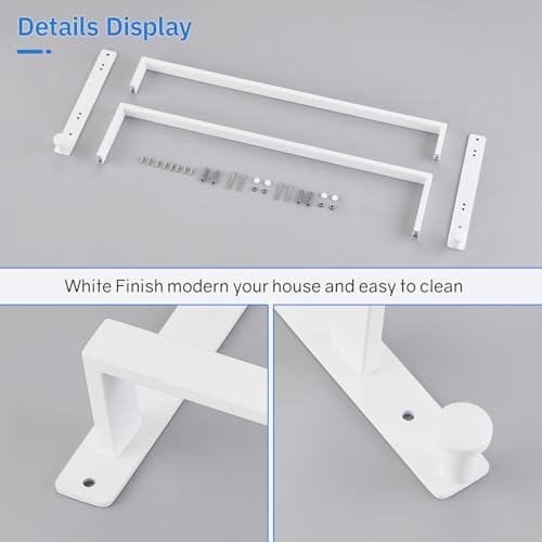 24 Inch Double Towel Bar for Bathroom with Hooks SUS 304 Stainless Steel Bath Towel Rack Wall Mounted White Finished - color: White, size: 24-Inch