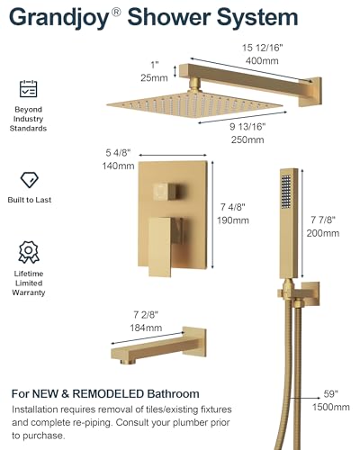 10" Shower Faucet Set with Tub Spount, High Pressure Rainfall Shower Head and Handheld Sprayer Combo, Bathroom Tub Shower Faucet Set, Brushed Gold - color: Brushed Gold
