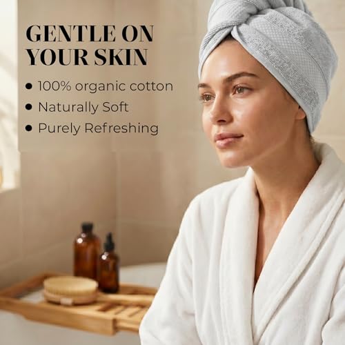 Organic Cotton Wash Cloths, Feather-Touch, 12 Pack – Light Gray | Plush feather-touch quick-drying wash cloths, GOTS & Oeko-TEX, premium soft, absorbent, small hand & face towels & wash rags - color: Light Gray