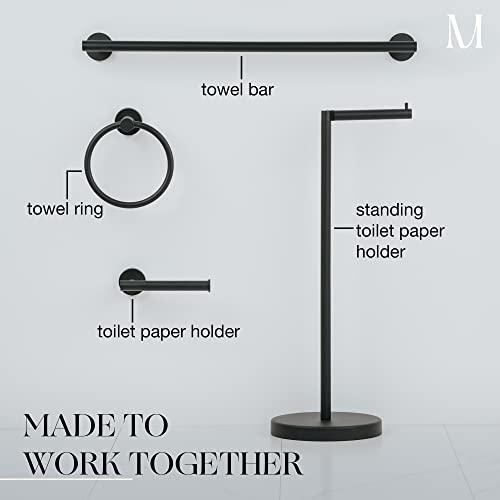 Marmolux Acc 2 PCS Matte Black Bathroom Hardware Set - Hand Towel Holder for Bathroom Wall + Black Toilet Paper Holder Wall Mount | Towel Holder Hanger Rack Stainless Steel Bathroom Set - Towel Rack - color: Matte Black, size: 2pc Bundle