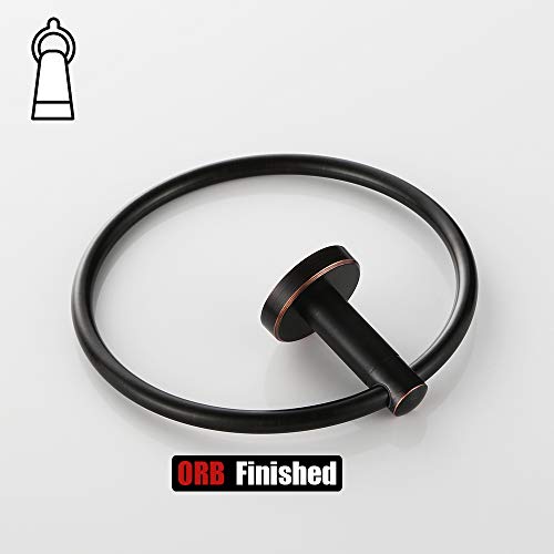JQK Towel Ring Oil Rubbed Bronze, Stainless Steel Hand Towel Holder for Bathroom, ORB Wall Mount, TR130-ORB - color: Oil Rubbed Bronze