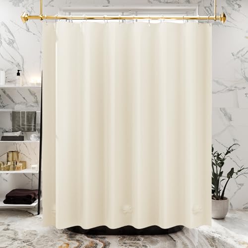 AmazerBath Plastic Shower Curtain Liner, 72 x 78 Inches PEVA Beige Shower Curtain with Heavy Duty Clear Stones and Grommet Holes, Waterproof Thick Bathroom Plastic Shower Curtains - color: Beige, size: 72"W x 78"L (Pack of 1)