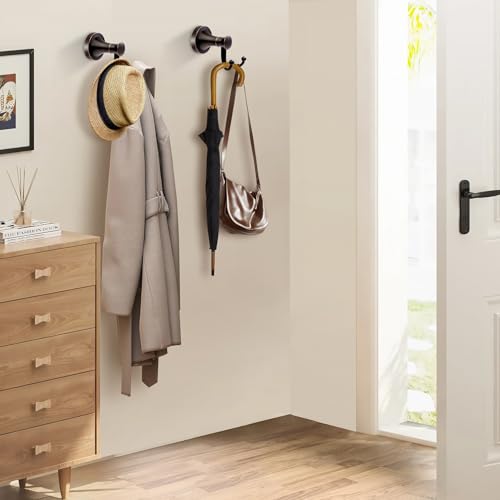 Oil Rubbed Bronze Bathroom Towel Hook, Bronze Bathroom Robe Hook, Heavy Duty Double Towel Hooks Bath Farmhouse Coat Clothes Hook Wall Mounted Rustic for Kitchen Washroom - color: Bronze