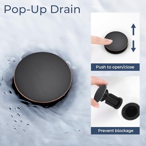 2-Handle Widespread Bathroom Sink Faucet 3 Hole, Oil Rubbed Bronze | Lead-free stainless steel, pop-up drain, Detachable faucet aerator, 360°swivel, for RV & vanity sink 3-hole mount - color: 1-Oil Rubbed Bronze, style: 8 Inch Widespread