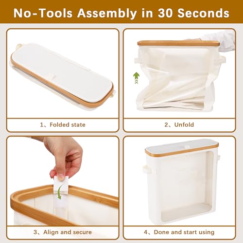 Livole Toilet Paper Storage Basket with Lid & Toilet Tank Basket | Free Standing, Large Capacity for 20 Regular Rolls or 15 Mega Rolls, Dual Handles, Clear Side Window, Bathroom, Beige - color: Beige