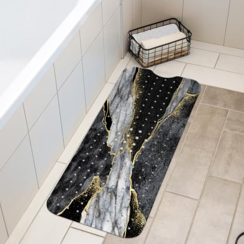 LNOND Marble Bath Tub Mat Non Slip, Extra Long 40 X 16 Inch Anti Slip Mat for Bathtub, Black Grey Luxury Marble Shower Mat with Drain Holes and Suction Cups, Machine Washable - color: Blue Luxury Marble