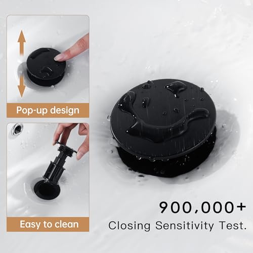 Matte Black Bathroom Faucet Single Hole with Pop-Up Bathroom Drain and Flexible Hoses Single Handle Bathroom Sink Faucet w/Deck Plate(1 or 3 Hole) for Vanity Sinks, RV, Farmhouse - color: Matte Black