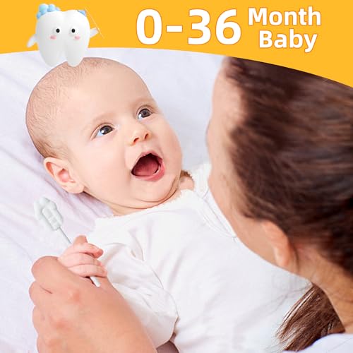 EASICUTI Upgrade Baby Tongue Cleaner, 52PCS Newborn Infant Toothbrush | Baby Essentials for Newborn, 2 Silicone Finger Toothbrush, Disposable Gauze Gum Cleaner Stick, Dental Care for Ages 0-2 Years - size: 1 Count (Pack of 52)