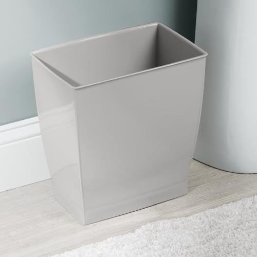 iDesign Small Plastic Bathroom Trash Can, Gray | Slim Rectangle, For Bedroom, Office, Dorm - color: Gray, style: Pack of 1