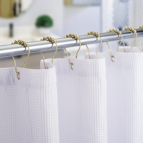 Titanker Gold Shower Curtain Rings, Rust-Resistant Metal Shower Curtain Hooks for Bathroom Shower Rods Shower Hooks Rings for Curtain - Set of 12 - color: Gold