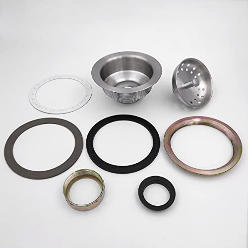 EADOT 3.5 Inch Nickel Sink Drain Assembly with Strainer Basket Stopper, 304 Stainless Steel Sink Strainer and Stopper