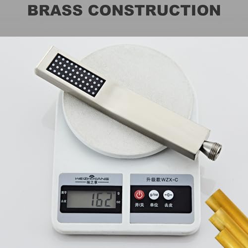 Handheld Shower Head,High Pressure Brushed Nickel Shower Head,Water Saving Detachable Shower Wand with Solid Brass Body and 5 ft Flexible Hose, Easy to Clean and Durable - color: Brushed Nickel