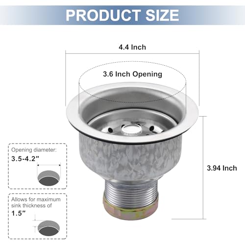ZM Deep Locking Kitchen Sink Basket Strainer with Stopper, 3-1/2” - style: Deep Locking