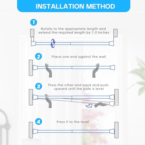 Tension Rod 16 to 26 Inch Adjustable Curtain Rod No Drilling White Tension Curtain Rod Spring Tension Curtain Rod for Bookshelf Diy Projects Kitchen Cupboard Bathroom Wardrobe 1PCS - color: White, size: 16-26 inch 1pcs
