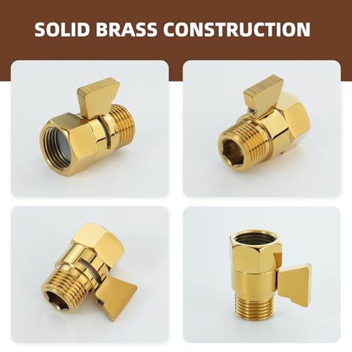 Angle Simple Shower Flow Control Valve, Water Shut Off Valve, Titanium Gold | Brass Water Flow Restrictor, G 1/2 Pressure Reducer for Handheld Shower Head or Bidet Sprayer - color: Titanium Gold