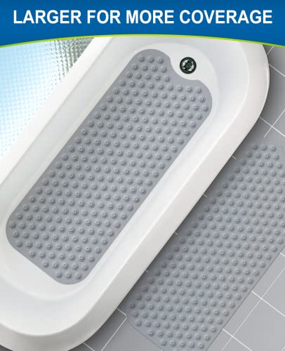 Bligli Bathtub Mat Non-Slip Without Suction Cups, 39x16inch Extra Long Bath Mats for Shower Bathroom, Machine Washable Natural Rubber Shower Tub Mat (39x16inch, Gray) - color: Gray