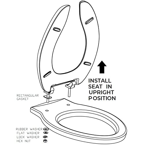 Centoco Elongated Toilet Seat, HD Commercial, Self Sustaining Hinge, White | Stainless Steel Self Sustaining Hinge, Heavy Duty Commercial, Open Front with Cover, Plastic, Made in the USA, 820STSS-001 - size: Elongated, style: Commercial