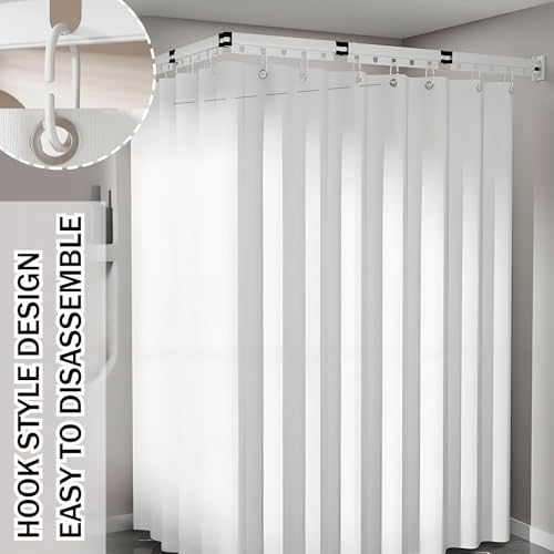 Shower Curtain Rod, 69 Inches, Chrome, Metal, Wall Mounted, Metallic Uncoated Metal - color: white, size: 69IN+8IN