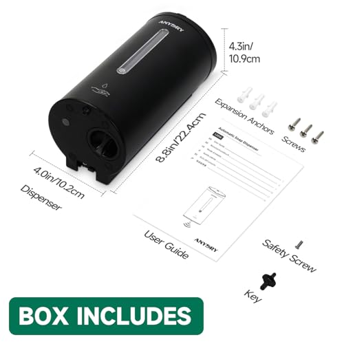 anydry Touchless Automatic Liquid Soap Dispense Wall Mount 25oz Large Capacity Stainless Steel for Commercial (Matte Black) - color: Anti-fingerprint Matte Black