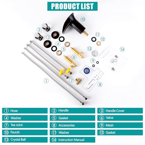 SKOWLL Oil Rubbed Bronze Waterfall Bathroom Faucet 3 Hole, Free Floating Crystal Ball with LED Light, Two Handle 8 Inch Widespread Faucet for Bathroom Sink - color: Oil Rubbed Bronze