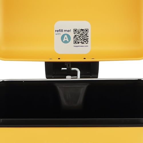 happimess Betty 8 Gal Step Trash Can Soft-Close Lid, Daffodil Yellow | Removable Liner, Semi-Rectangular, Steel Pedal, Iron Powder Coated, 27" Height, Non-Skid Base - color: Yellow
