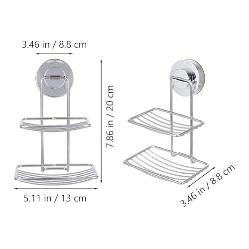 Stainless Steel Soap Holder with Powerful Vacuum Suction Cup Double Layer Suction Cup Soap Dish Holder for Bathroom Wall Mount for Shower and Sink