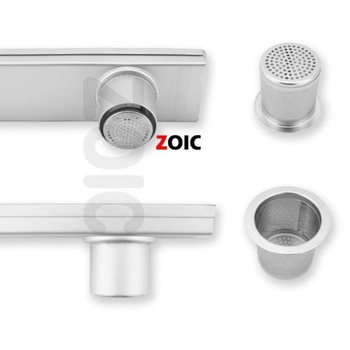 ZOIC Linear Stealth Tile Insert Floor Grate Bathroom Shower Waste Drain 304 Stainless Steel Side Outlet 19.68 Inches (500MM) - size: 19.68‘’(500MM)