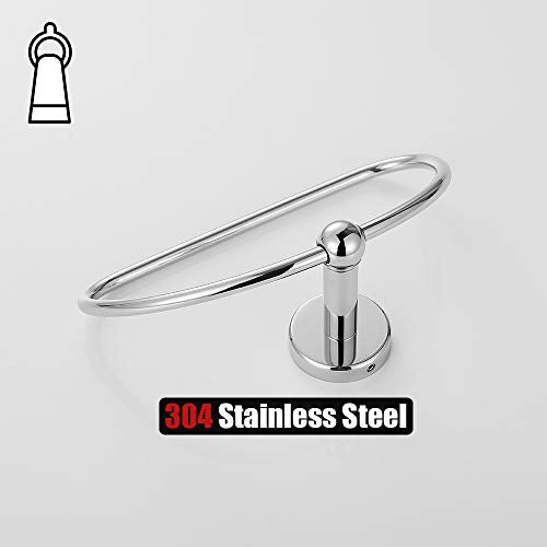 JQK Chrome Towel Ring, Stainless Steel Half Ring Towel Holder for Bathroom, 7 Inch Polished Chrome Wall Mount, TR160-CH - color: Chrome