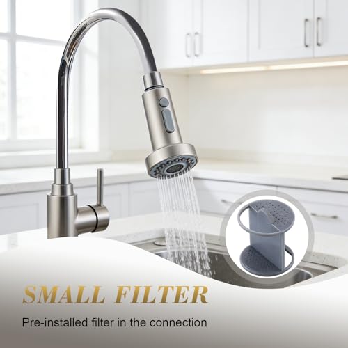 Kitchen Faucet Head Replacement, Pull Down Spray Head with 2 Spray Modes, High Pressure Faucet Sprayer, Universal Sink Spray Head for Kitchen Faucet Replacement, Brushed Nickel Finish - color: Pull-Down Spray Head - Brushed Nickel