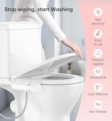 Bidet Attachment, Posterior&Feminine Wash-(Retractable Dual Nozzles) - color: Off-White